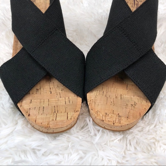 SOLD | Lucky Brand | Black Platform Cork Wedges - Picture 3 of 8